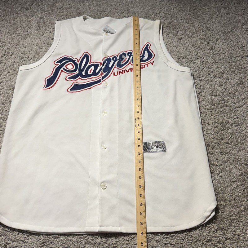 Vintage Y2k Players University Sleeveless Baseball Jersey Streetwear XL White gallery
