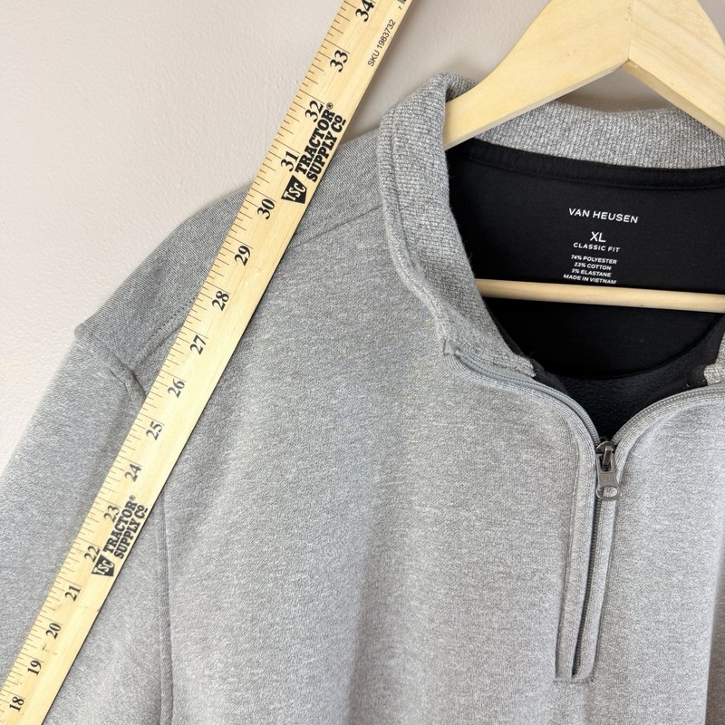 Van Heusen XL Quarter Zip Pullover Gray Fleece Lined Classic Fit Mens gallery