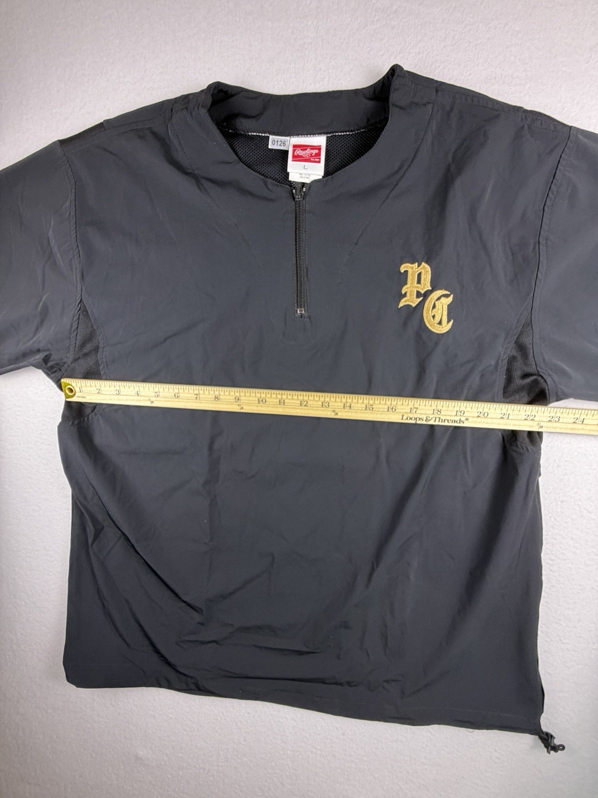 Rawlings Men's Baseball Batting Cage Jacket Black Short Sleeve Quarter Zip Large gallery