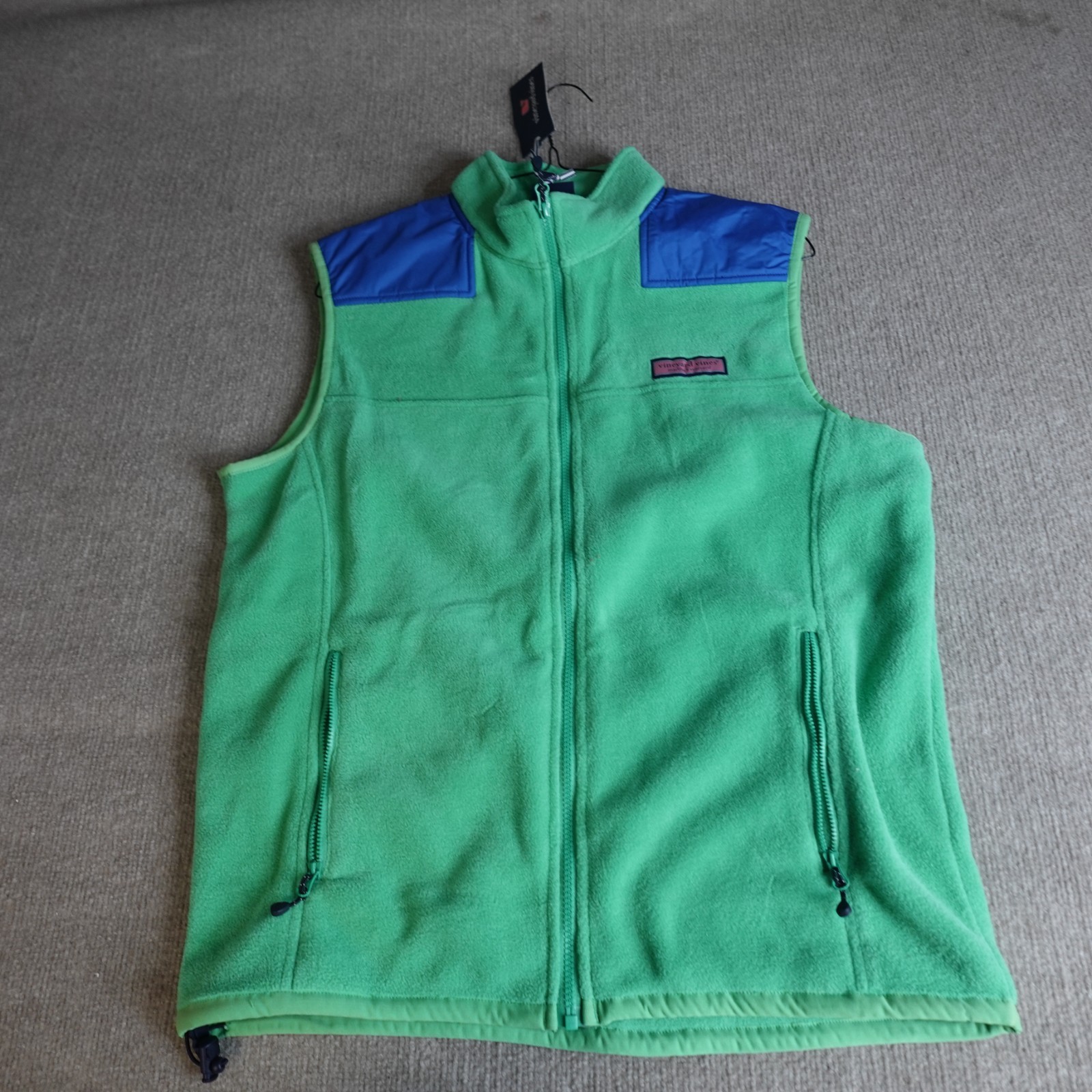 Vineyard Vines Mens Jacket Medium Blue Green Fleece Vest Solid NEW gallery