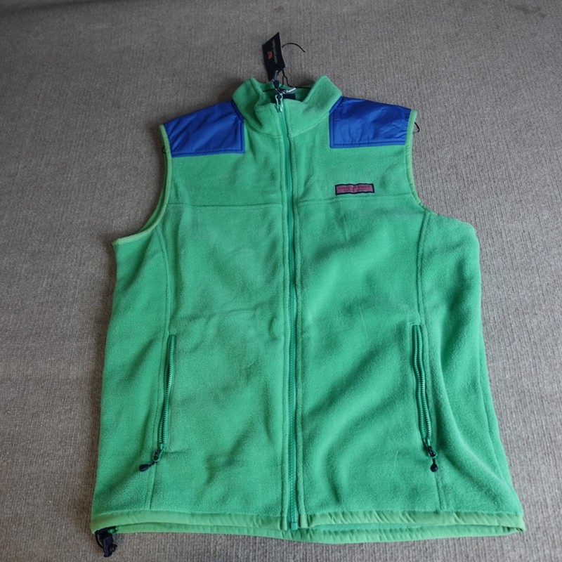 Vineyard Vines Mens Jacket Medium Blue Green Fleece Vest Solid NEW gallery