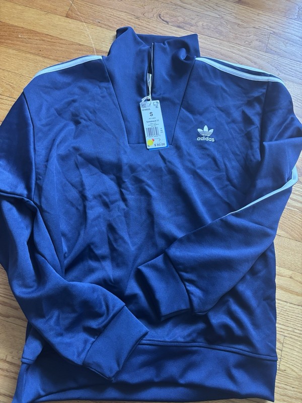 NWT Men’s Authentic Original Blue 1/4 Zip Funnelneck Track Top Size Small Bin3s gallery