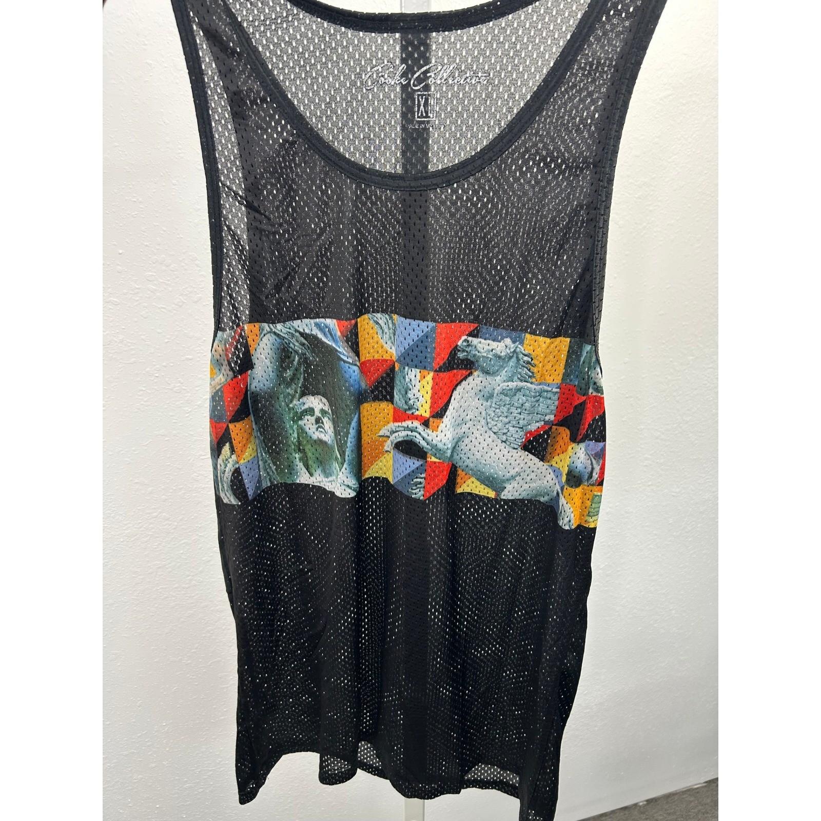 Cooke Collective Mens Mesh Tank Top Black Pegasus Greek Statue Graphic XL gallery