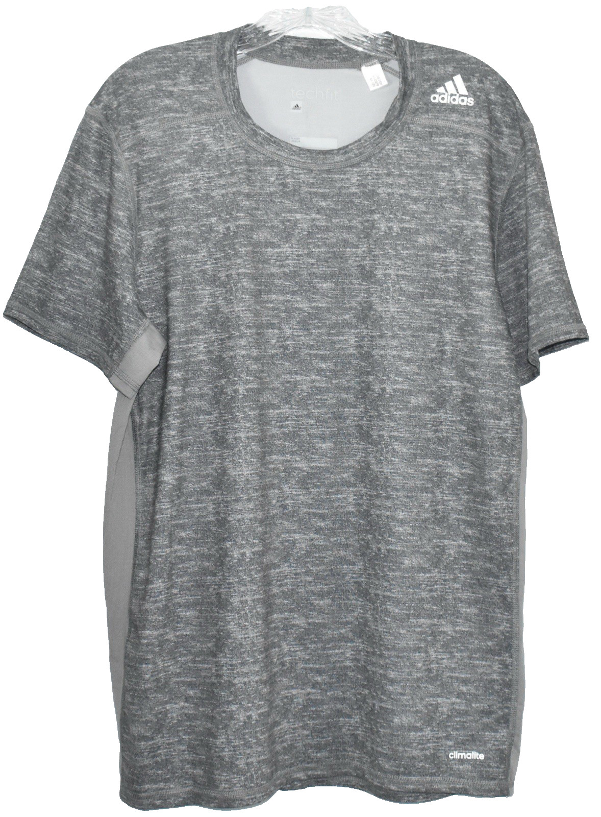 Adidas Men's Techfit Climate Fitted Gray Space Dye Pattern Athletic Shirt (L) gallery