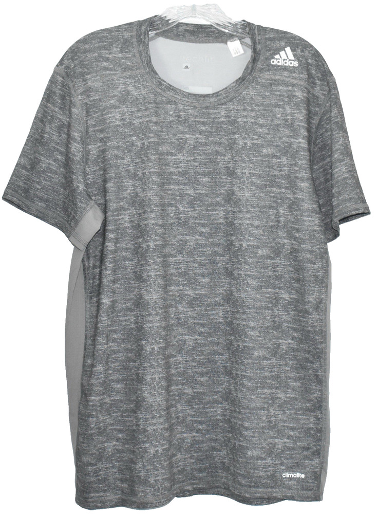 Adidas Men's Techfit Climate Fitted Gray Space Dye Pattern Athletic Shirt (L)