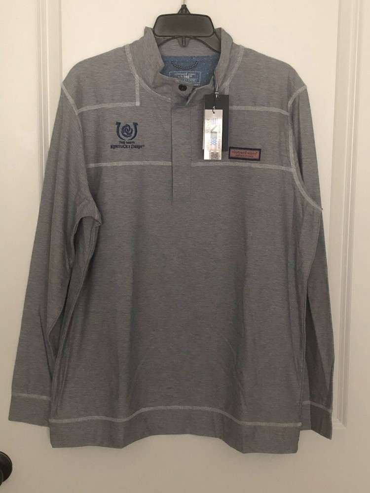 Vineyard Vines Kentucky Derby Pullover Edgartown Shep Shirt NWT Size L Gray