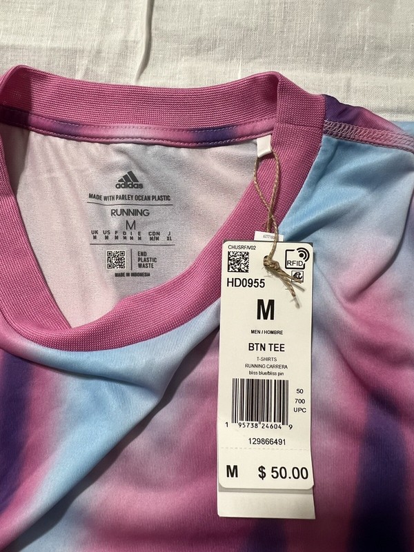 Adidas Break The Norm Blue/Pink/Lilac Reflective Training Shirt HD0955 Mens Med gallery