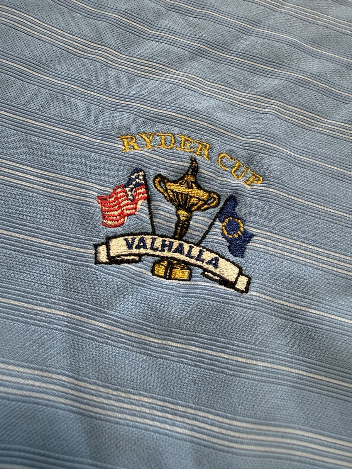 Nike Golf Baby Blue Ryder Cup Valhalla Shirt Men's XL Short Sleeve Dri-Fit Polo gallery