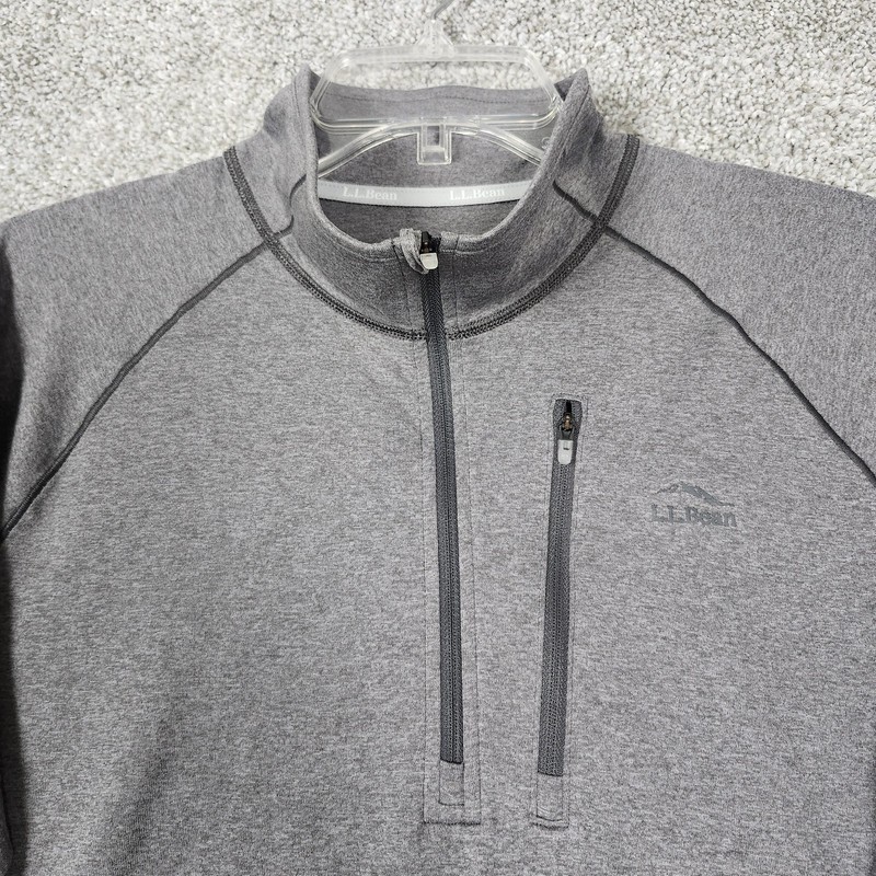LL Bean Pullover Mens Large Gray 1/4 Zip Lightweight Hiking Shirt Raglan 509467 gallery