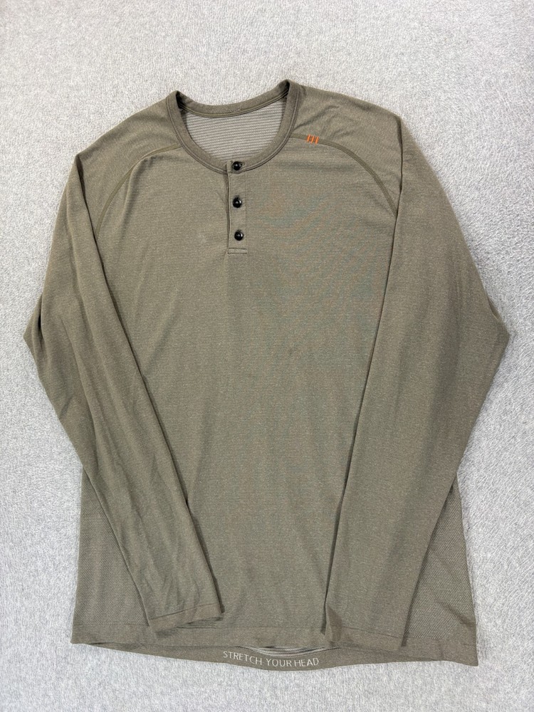 Lululemon Performance Long Sleeve Henley Polo Shirt (Men's XL) Green