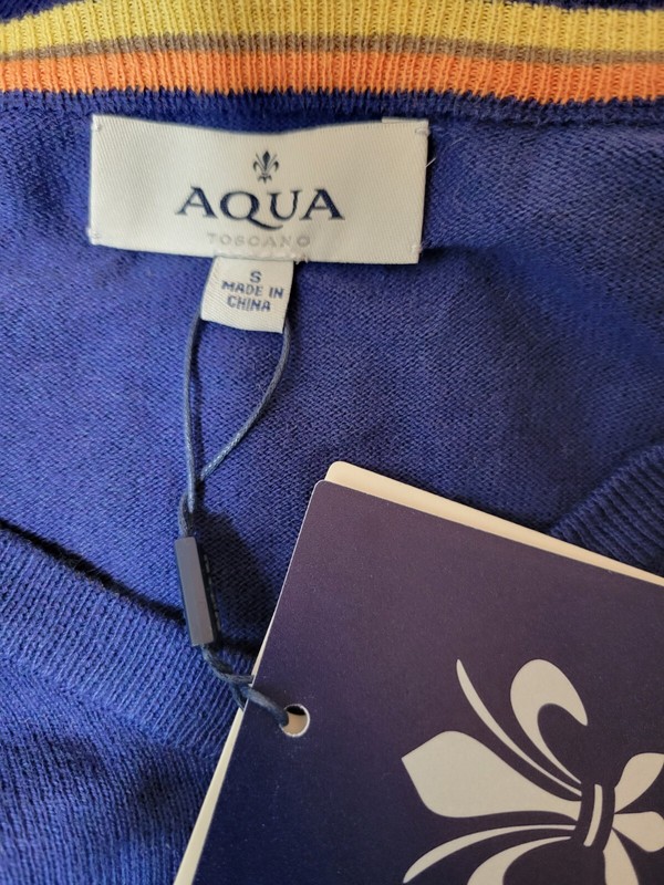 Aqua Toscano Mens Small S Long Sleeve Pullover Top Shirt New Nwt Lightweight gallery