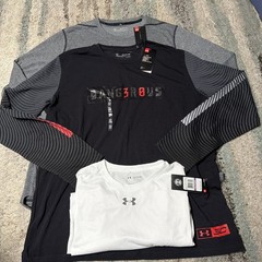 Lot Of 3 Under Armour Threadborne, Graphic L/S Tee And S/S Fitted Shirt XXL