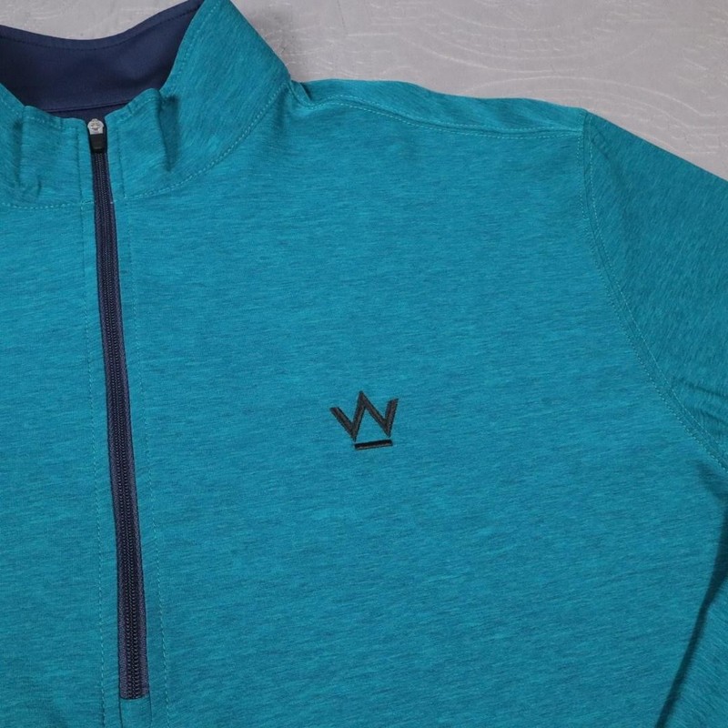 Straight Down 1/4 Zip Pullover Men Medium Blue Long Sleeve Golf Performance Tech gallery