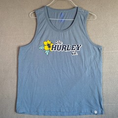 Hurley Shirt Sleeveless Tank Top Adult Extra Large Blue XL Floral Big Logo