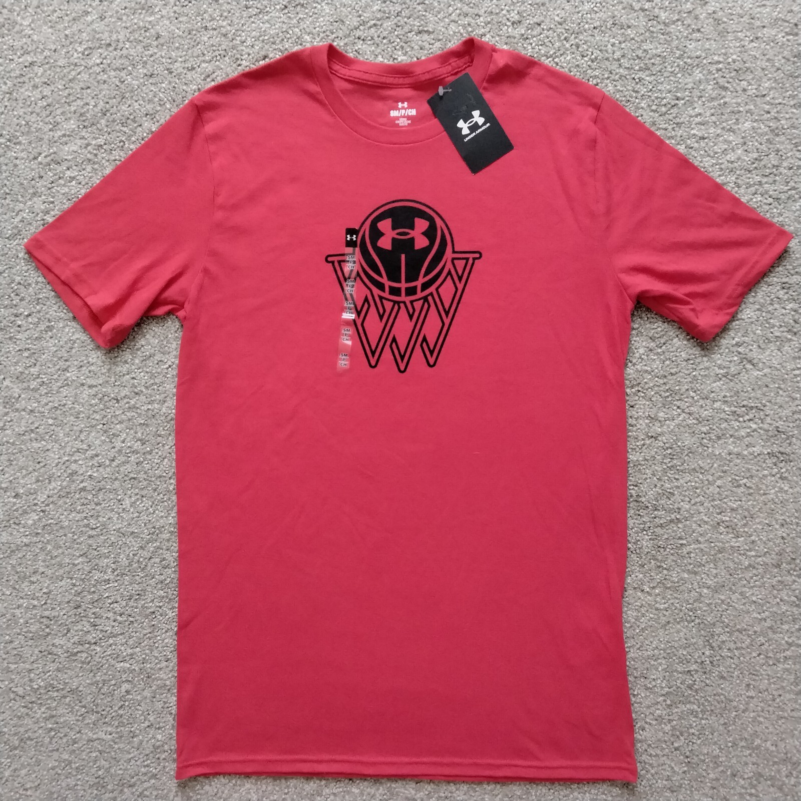 NWT Sz S Men's Under Armour Bball Icon Red Loose Fit Active Gym T-Shirt gallery