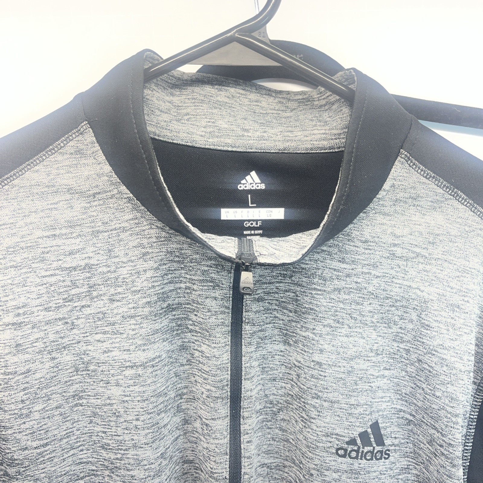 Adidas men's Core 1/4 zip golf pullover in gray and black Size Large gallery