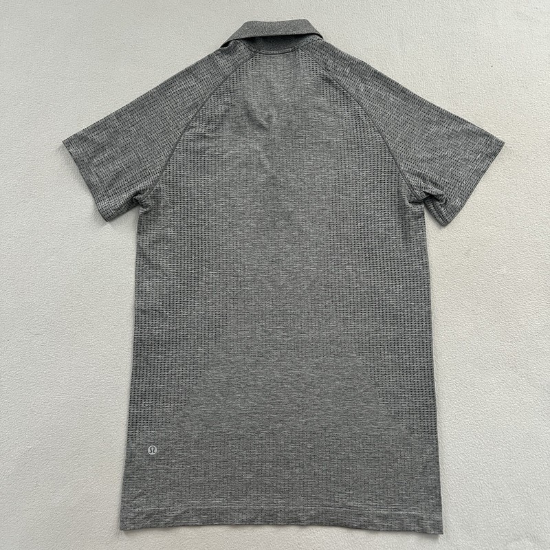 Lululemon Gray Slate White Metal Vent Tech Short Sleeve Polo Slim Fit Shirt XS gallery