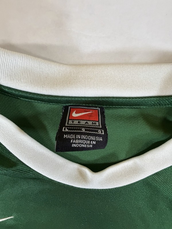 Vintage Nike Team Soccer Jersey Large Green White Number 7 Retro Football Shirt gallery