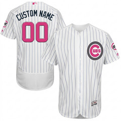 Custom Majestic MLB 2016 Chicago Cubs Mother’s Day Full Stitched White Jersey