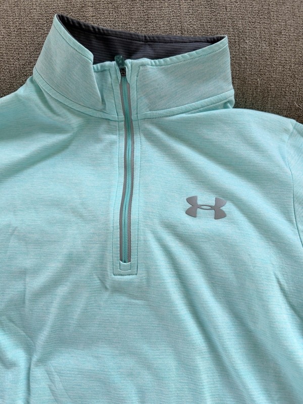Under Armour threadborne 1/4 zip Fitted Heat Gear Small Blue Teal gallery