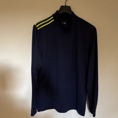 adidas Men’s 1/4 Zip Mock Neck Pullover Top Purple/Yellow Size L Polyester LS