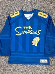 The Simpsons Adult Small Double-Sided Bart Homer Marge AOP Hockey Jersey Striped
