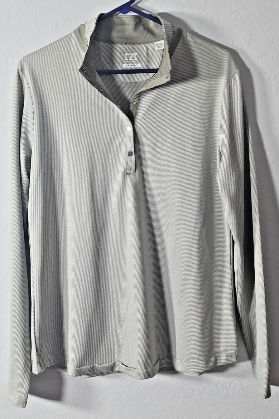 Cutter and Buck CB Drytec Men's XL - Long Sleeve Polo Pullover with Snaps gallery