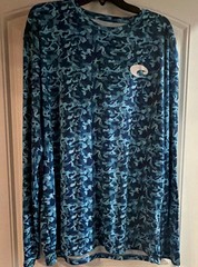 Costa Del Mar Men’s XL Blue Camouflage Long Sleeve Polyester Activewear Shirt