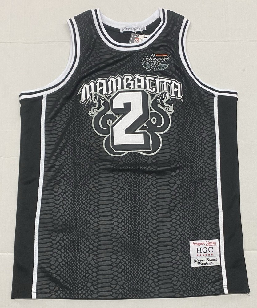 Headgear Classics Gianna Mambacita Basketball Jersey Black Snakeskin 2XL NWT