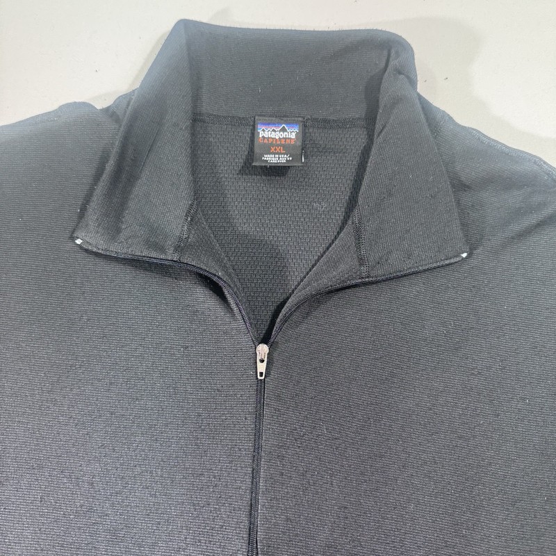 PATAGONIA Capilene Men’s 1/4-Zip Pullover, Black, Made in USA, 90s, Vintage, XXL gallery