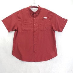 Columbia PFG Tamiami Shirt Mens XL Red Short Sleeve Omni-Shade Fishing Top