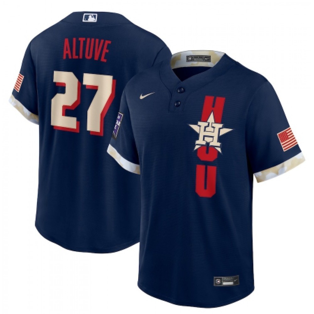 Custom Nike MLB 2021 Houston Astros All Star Game AC Stitched Navy Blue Jersey gallery