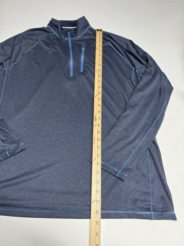 LL Bean Blue Quick Dry 1/4 Zip Trail Tee Base Layer Size XXL TALL Pockets gallery