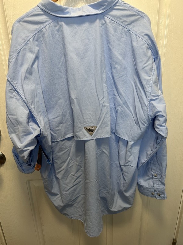 NEW Columbia PFG Bahama II Fishing Shirt Mens 2X Tall 2XLT Blue L/S Sleeve gallery