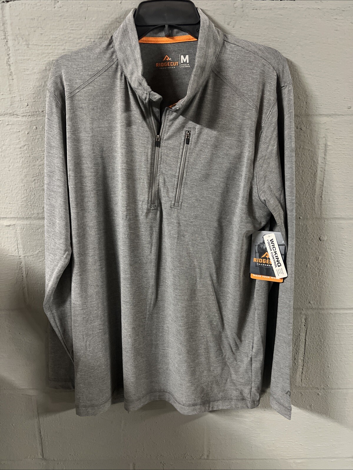 Ridgecut Men’s Active Tee/Quarter Zip Charcoal Grey Medium Light Weight Pocket gallery