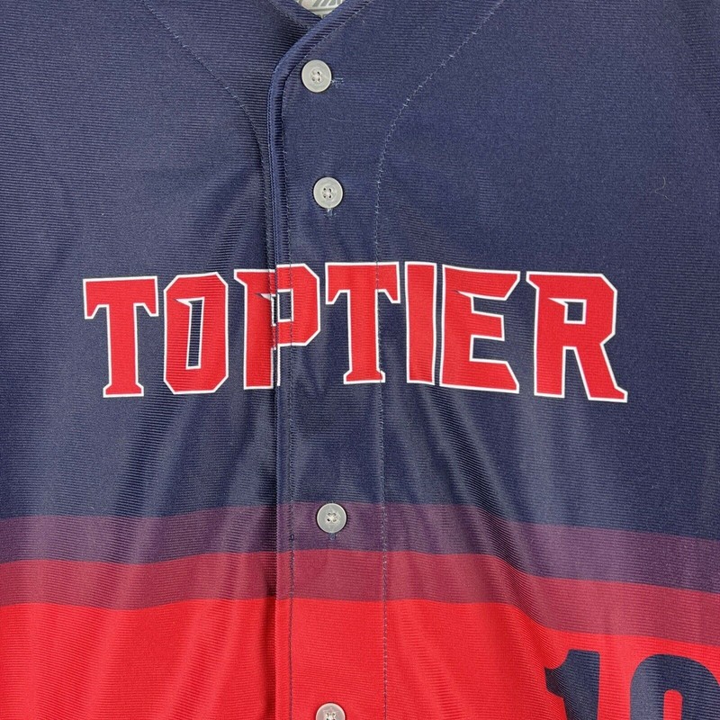 Mizuno Jersey Adult Medium Red Blue Top Tier Baseball Performance Button Harper gallery