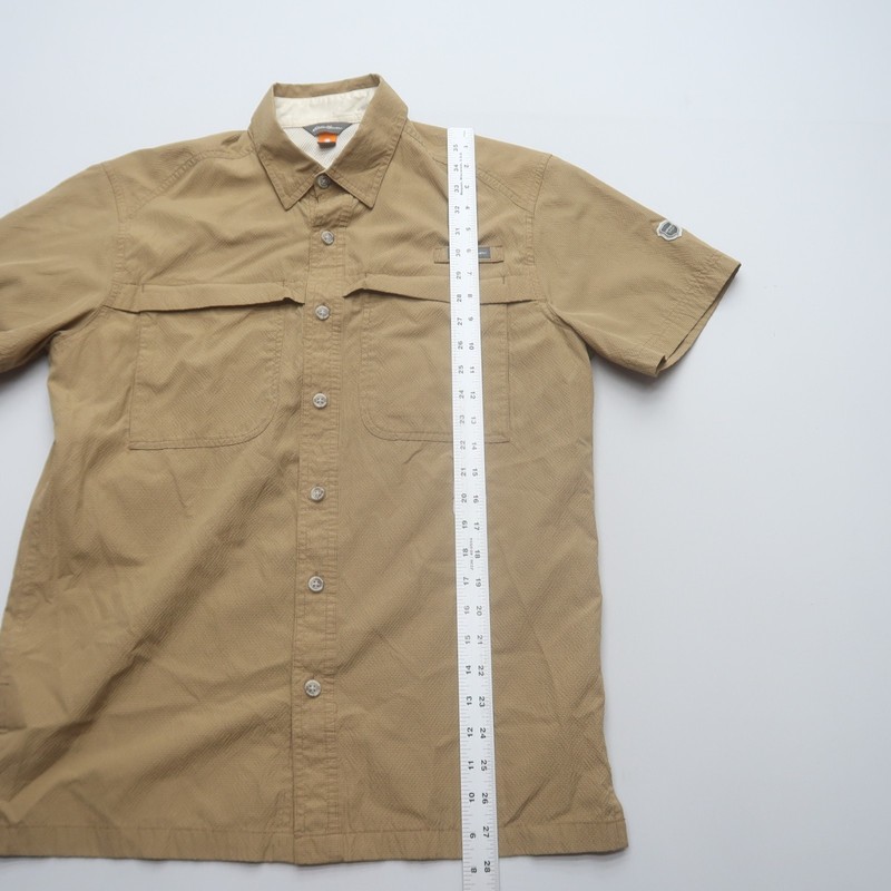 Eddie Bauer Mens Hiking Shirt Size Medium Short Sleeve Vented Fishing Beige gallery
