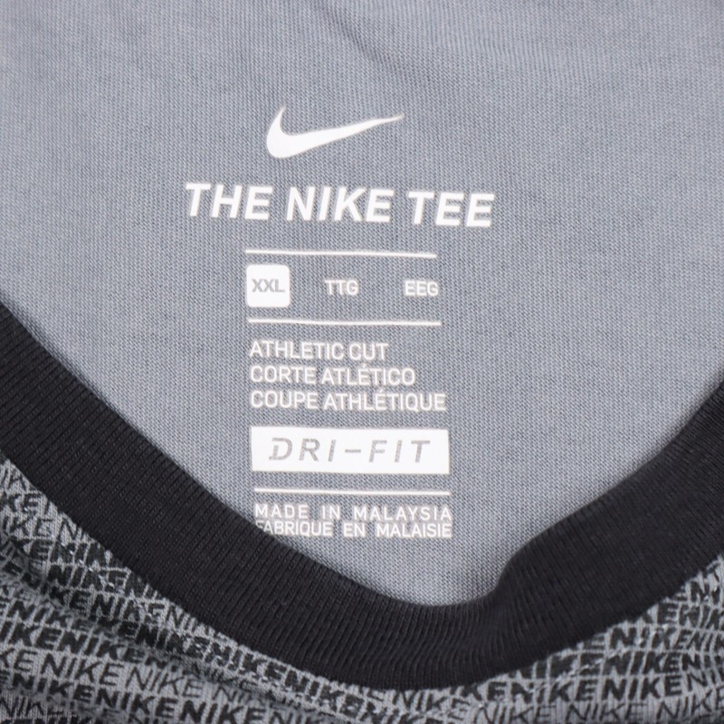 Nike Dri-FIT Shirt Mens 2XL Gray Allover Nike Logo Print The Nike Tee 873095-065 gallery