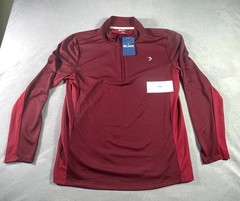 Reel Legends Performance Athletic Shirt Mens M Red Quarter Zip Moisture Wicking