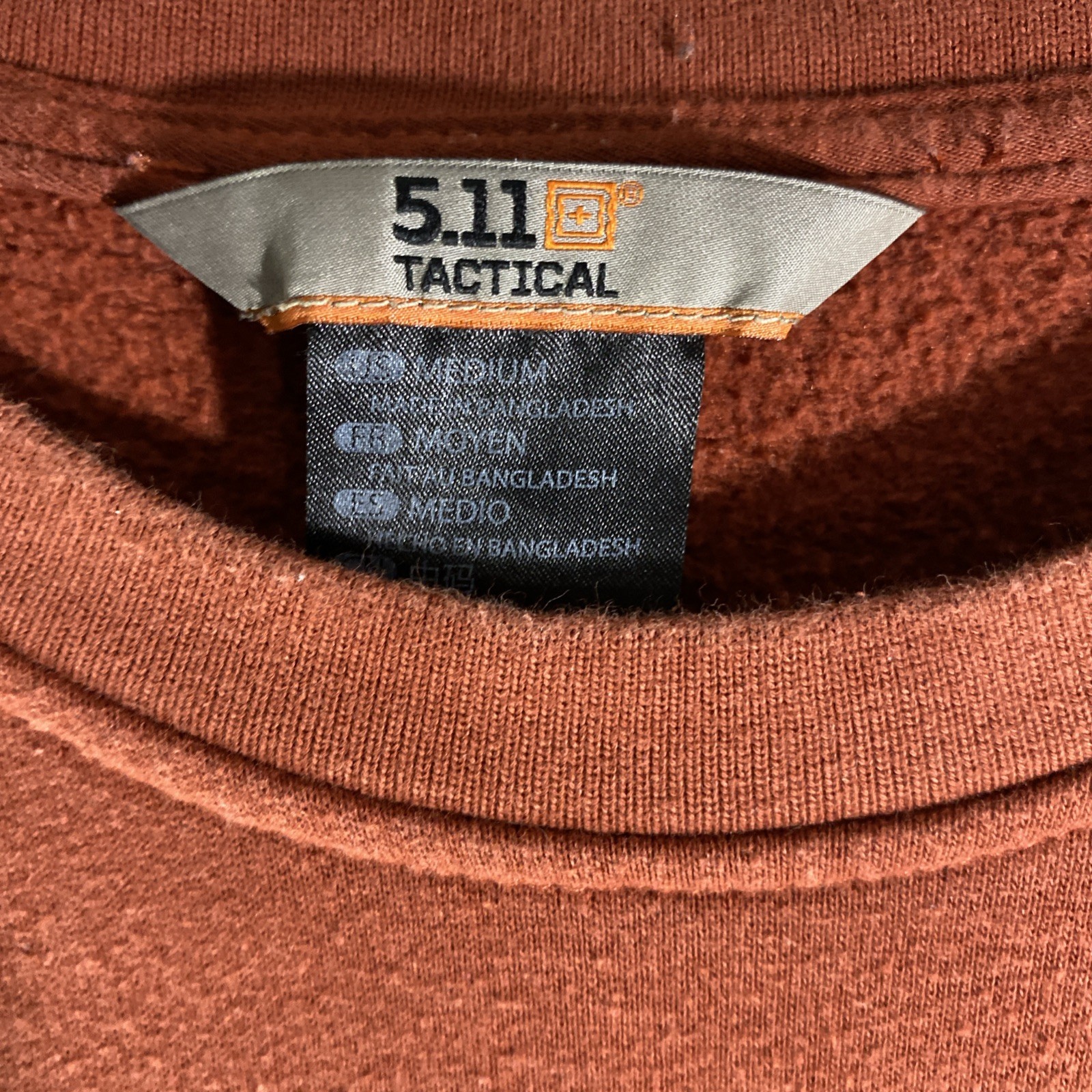 5.11 TACTICAL Men Long Sleeve Pullover Sweatshirt M Pocket Crewneck Rust Orange gallery