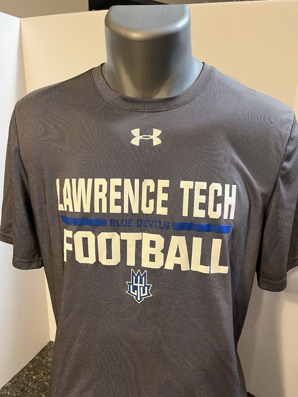 Lawrence Tech Blue Devils Football Under Armour Men's T-Shirt Gray Check Small gallery
