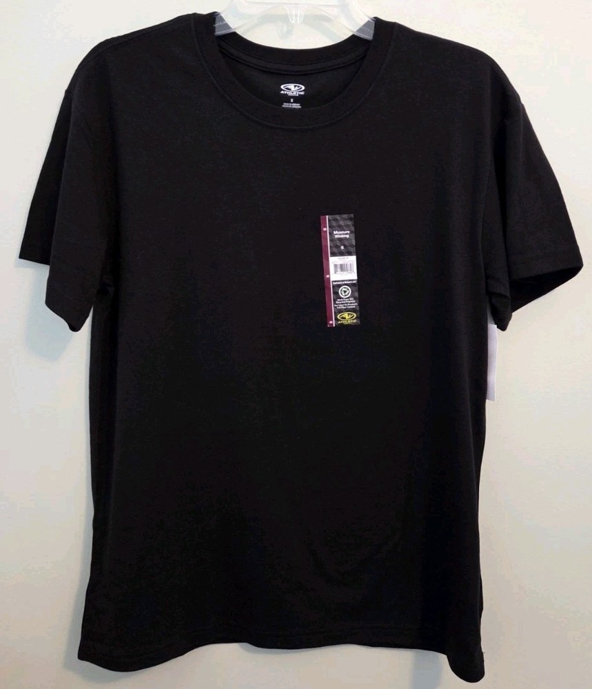 Athletic Works Men's SMALL Moisture Wicking Tee BLACK Tri-Blend T-Shirt #10726