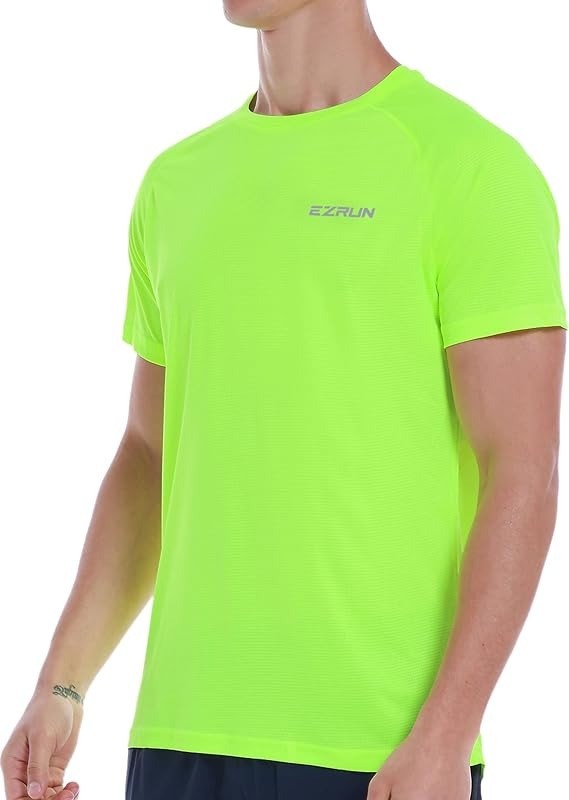 EZRun Men's M Neon Green Athletic T-Shirt Dry Fit Moisture Wicking Short Sleeve gallery