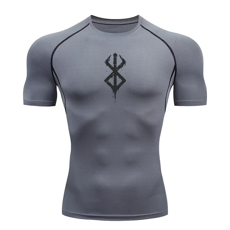 Men's Print Compression Shirts Summer Short Sleeve Rash Guard Gym Workout gallery
