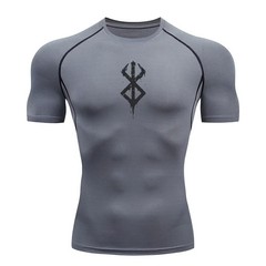 Men’s Print Compression Shirts Summer Short Sleeve Rash Guard Gym Workout