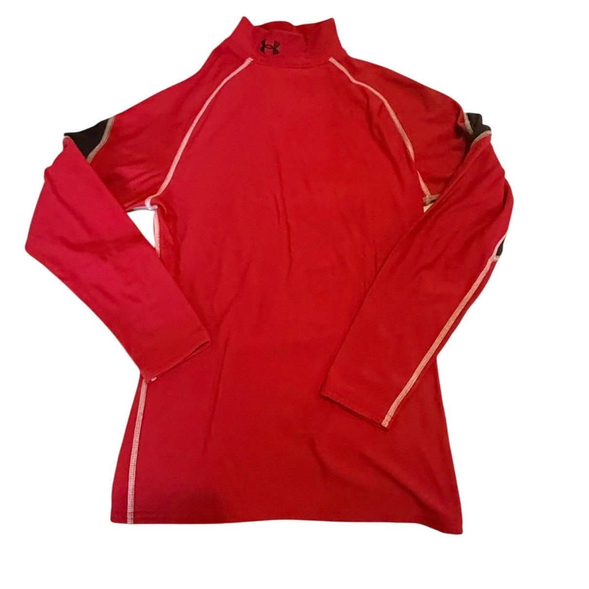 Under Armour Boys Youth Medium ColdGear Red Mock Neck Compression Shirt 10/12 gallery