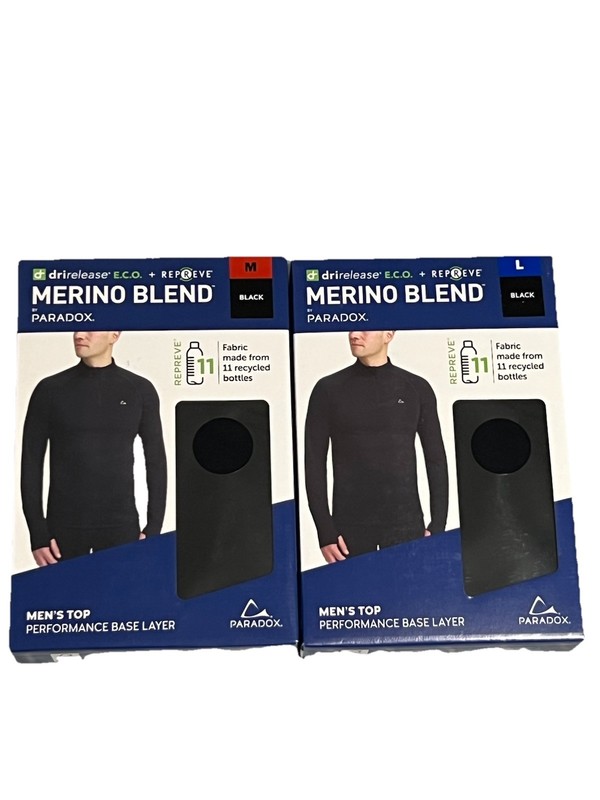 Paradox Men's Merino Blend Drirelease + Repreve Performance Base Layer Top Black gallery