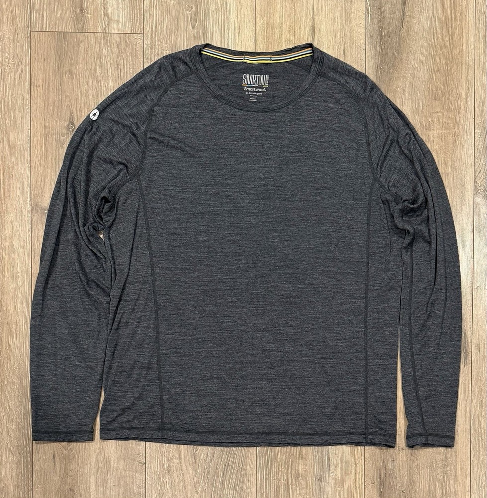 SMARTWOOL Men’s Active Wool Blend Long-Sleeve T-Shirt Large Gray