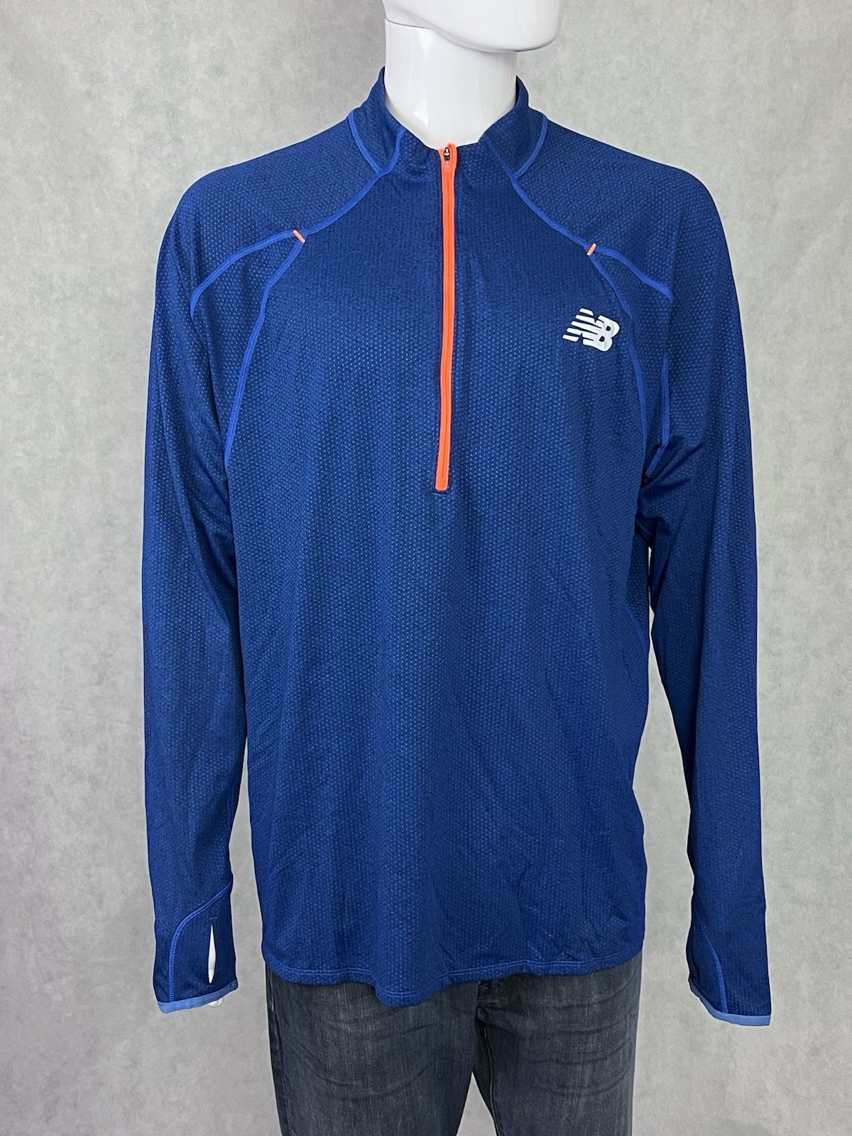 New Balance Men’s XXL Blue 1/2 Zip Running Pullover Reflective Thumbholes gallery