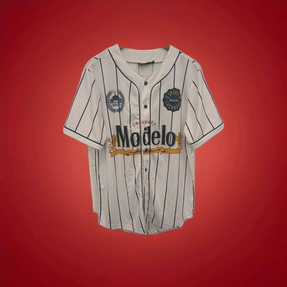 Modelo Adult Medium Baseball Jersey Cerveza Short Sleeve Mens Minor Spots